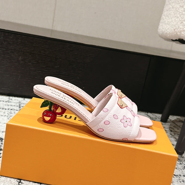 LV CHERRY HIGH HEELS 25S 55 MM IN LIGHT PINK CALFSKIN STYLE 1