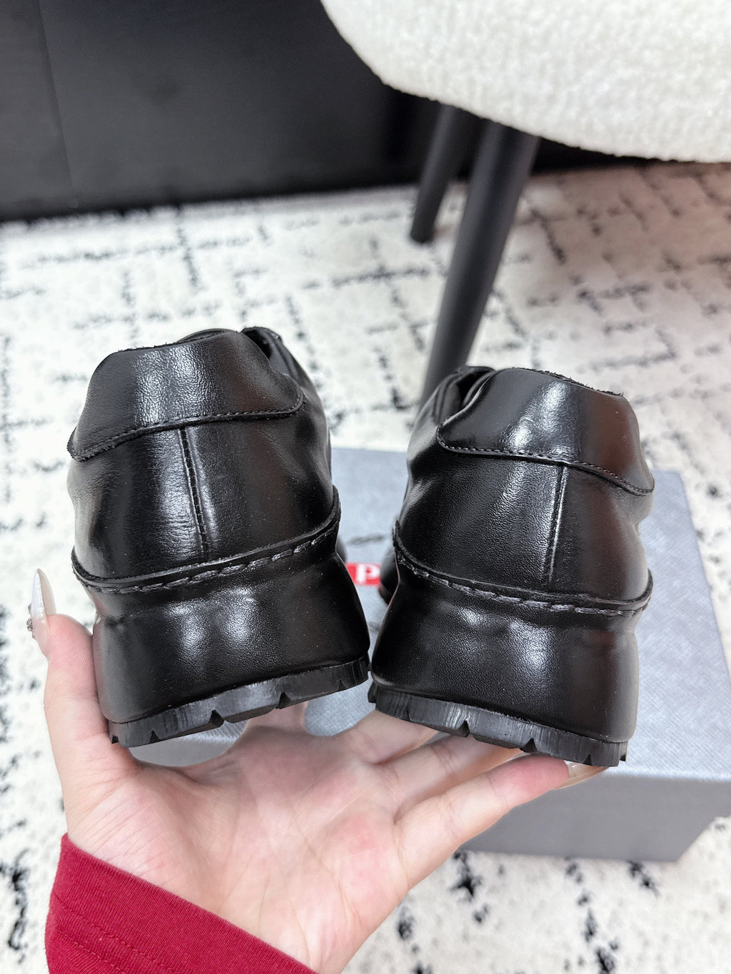 PRADA 26S SNEAKERS IN BLACK SHINY CALFSKIN