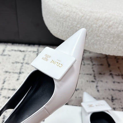 CELINE 26S HIGH-HEEL SLINGBACK 35 MM IN WHITE CALFSKIN