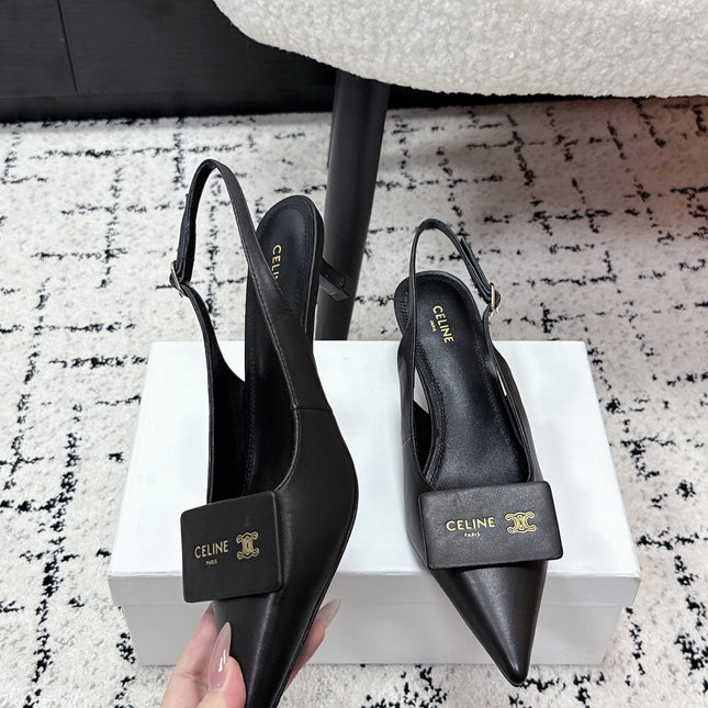 CELINE 26S HIGH-HEEL SLINGBACK 35 MM IN BLACK CALFSKIN