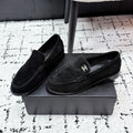 CHANEL 26S LOAFERS IN BLACK SUEDE WITH CC LOGO