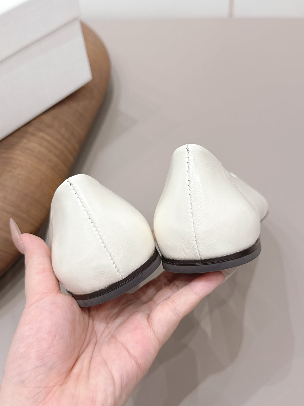 THE ROW 26S BALLET FLATS IN WHITE CALFSKIN