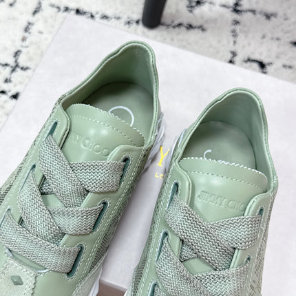 JIMMY CHOO 26S SNEAKERS IN SAGE GREEN SUEDE