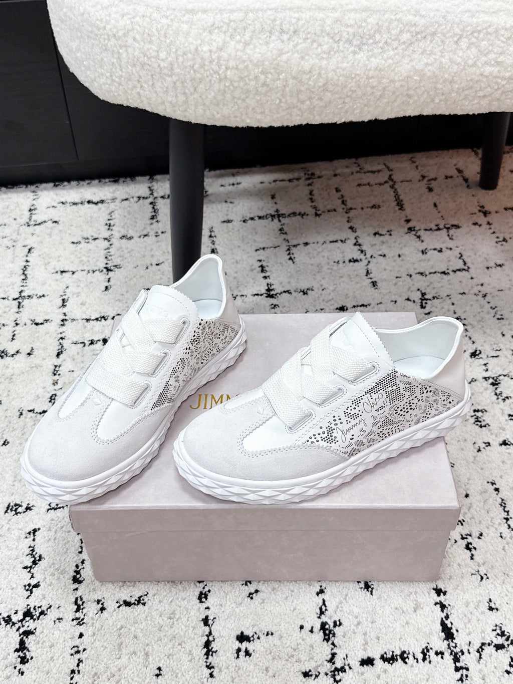 JIMMY CHOO 26S SNEAKERS IN WHITE SUEDE