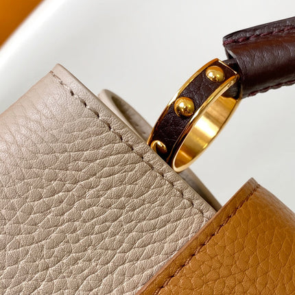 LV 26S CAPUCINES BAG 31 IN GRAYISH BEIGE TAURILLON CALFSKIN
