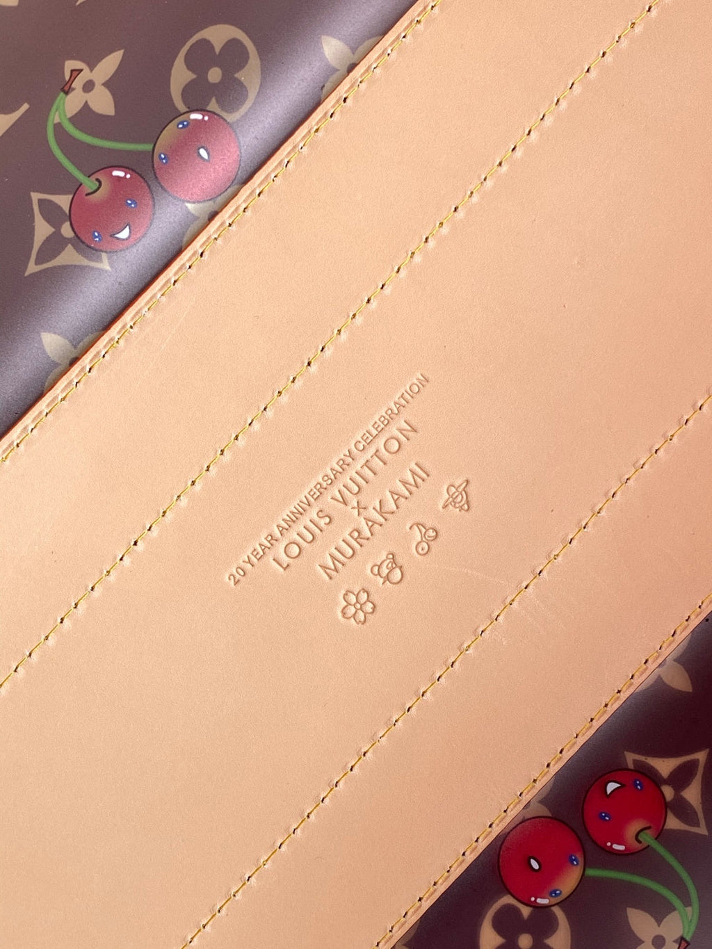 LV 26S ONTHEGO TOTE 41 IN CHERRY RED CLEAR PVC AND CALFSKIN
