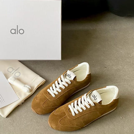 ALO 25S SUNSET SNEAKER IN BROWN SUEDE