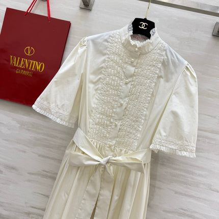 VALENTINO 26S SHORT SLEEVE LACE MIDI DRESS 117