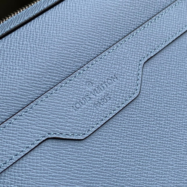 TRIO MESSENGER BAG 25 IN BLUE MONOGRAM COATED CANVAS AND CALFSKIN