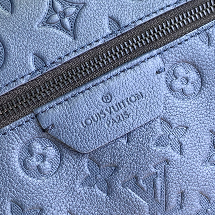 DISCOVERY PM BACKPACK 38 IN NAVY BLUE LAMBSKIN EMBOSSED MONOGRAM LOGO