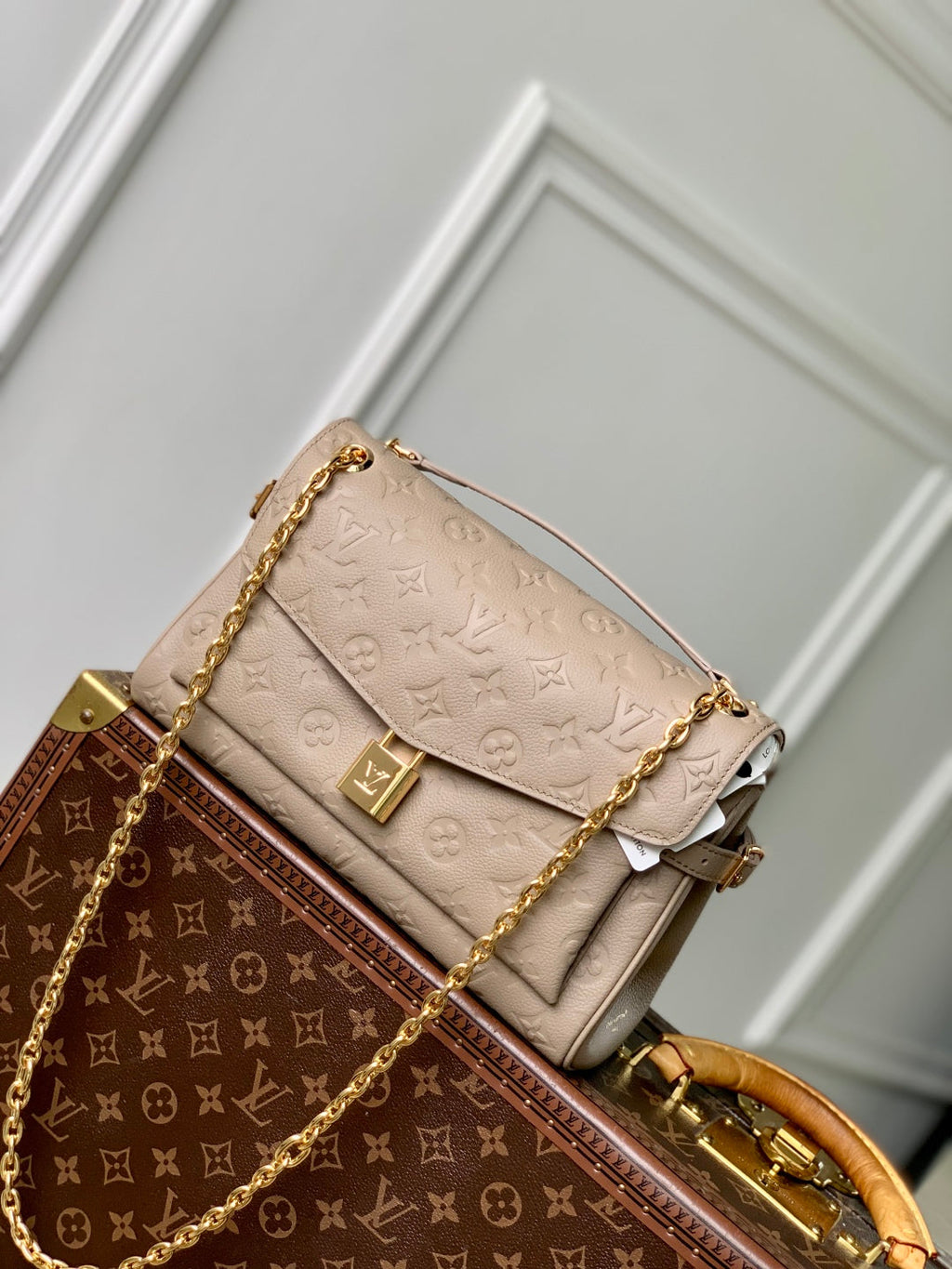 ANYTIME FLAP BAG 29.5 IN TOURTERELLE GRAY MONOGRAM CALFSKIN