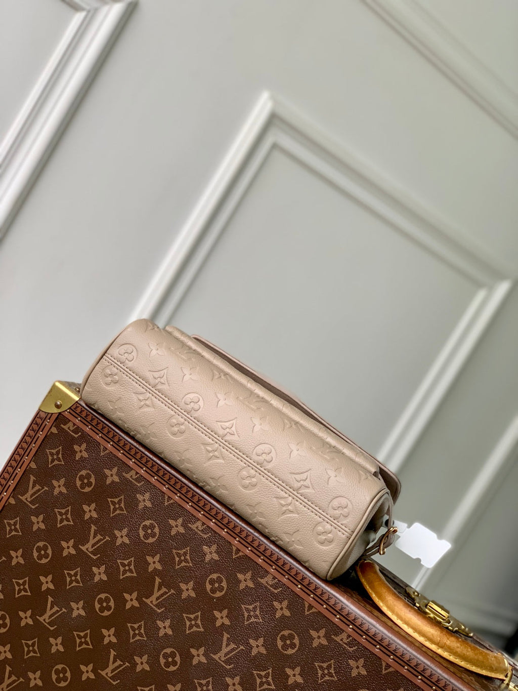 ANYTIME FLAP BAG 29.5 IN TOURTERELLE GRAY MONOGRAM CALFSKIN