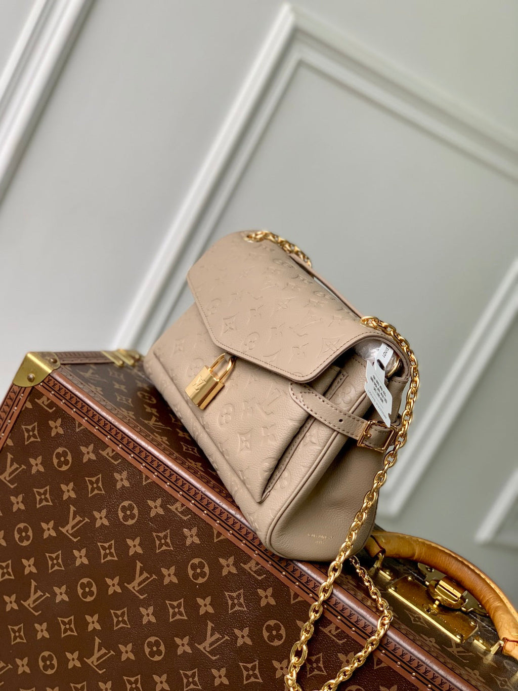 ANYTIME FLAP BAG 29.5 IN TOURTERELLE GRAY MONOGRAM CALFSKIN