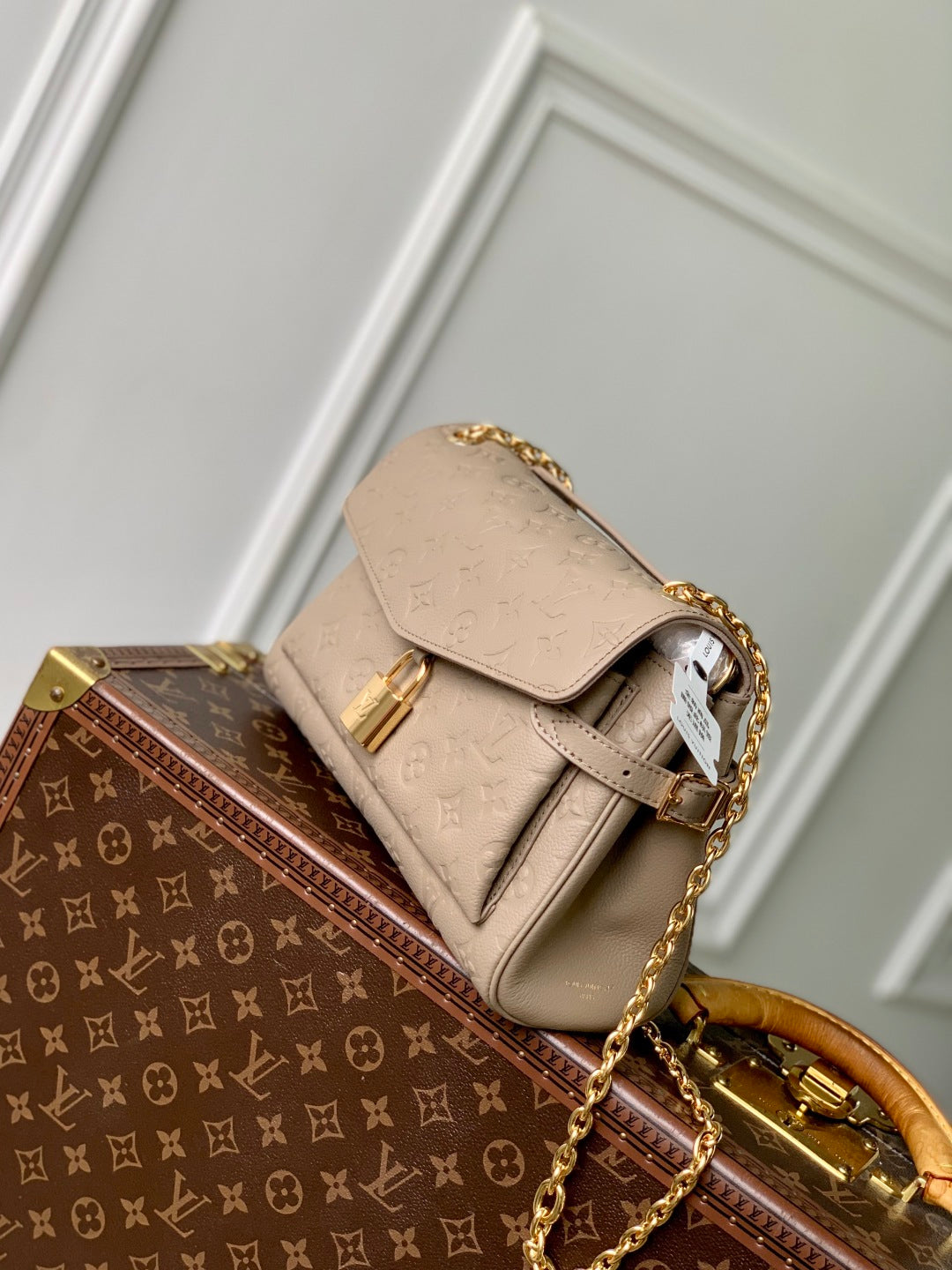 ANYTIME FLAP BAG 29.5 IN TOURTERELLE GRAY MONOGRAM CALFSKIN