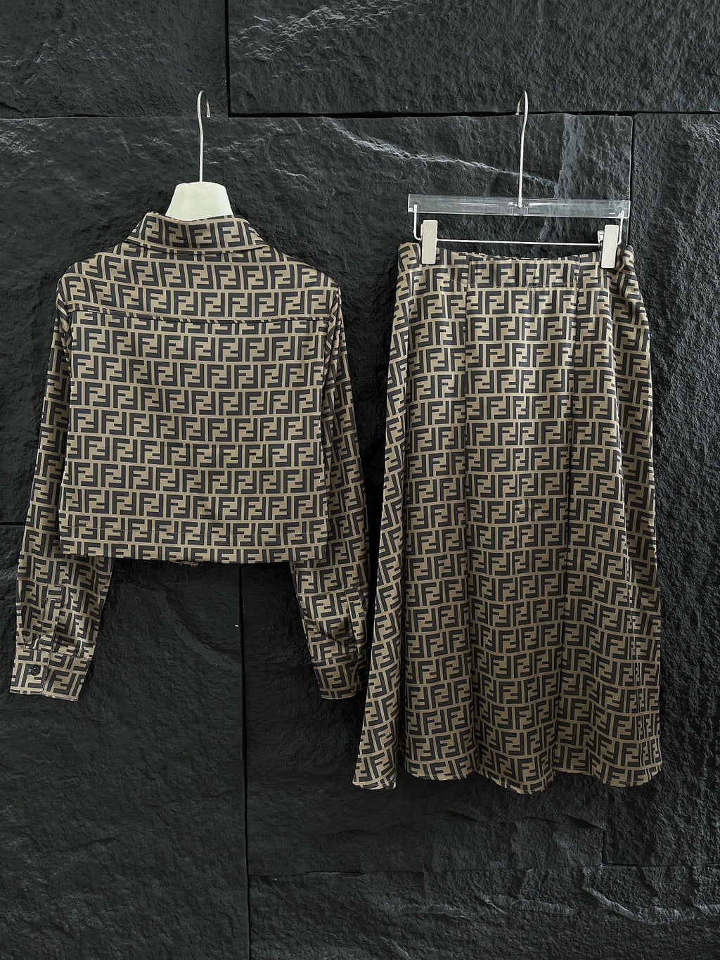 FF PRINTED SHORT SHIRT AND SKIRT IN TWILL FABRIC 265978