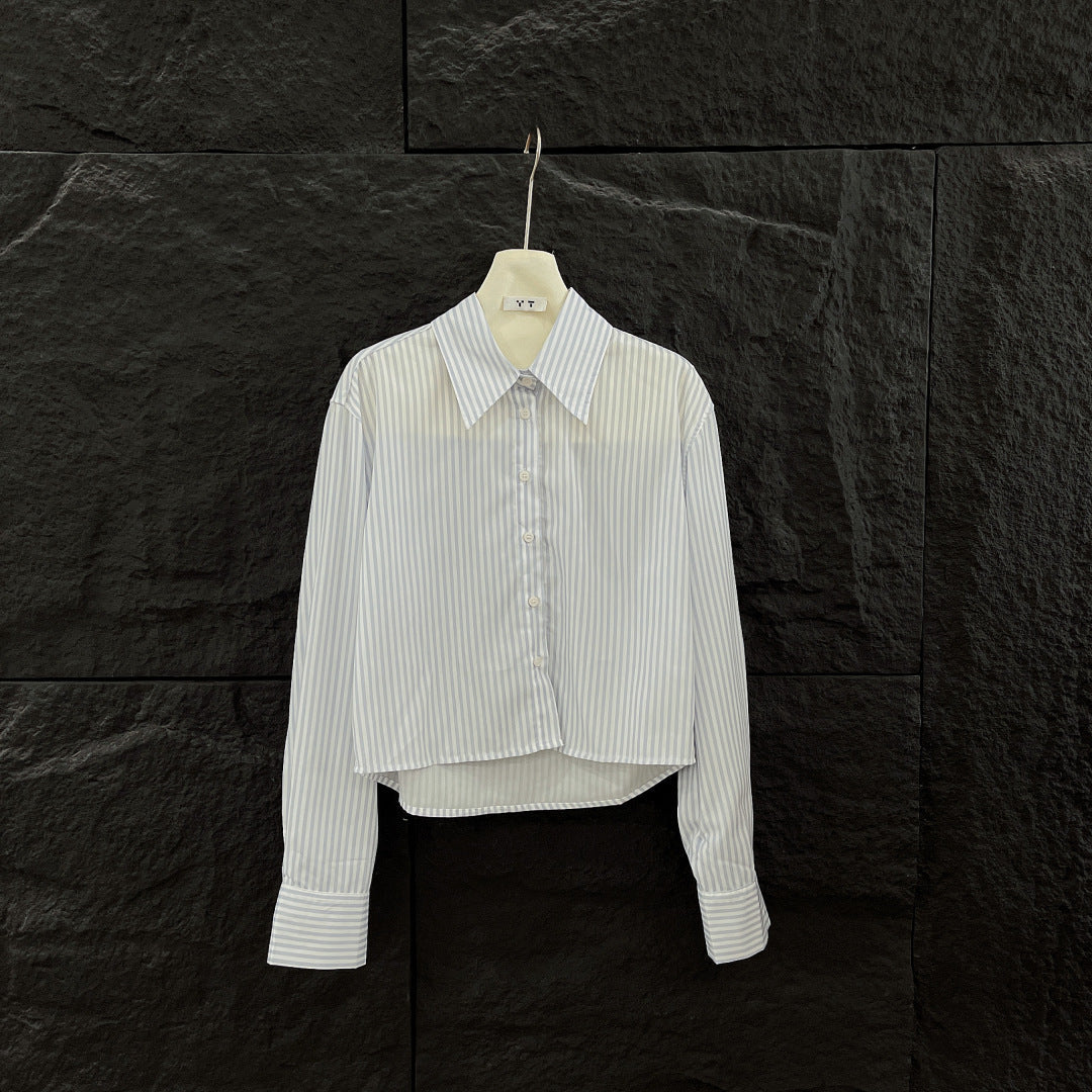 MIU STRIPED SHIRT COTTON BLUE IN COTTON 265839