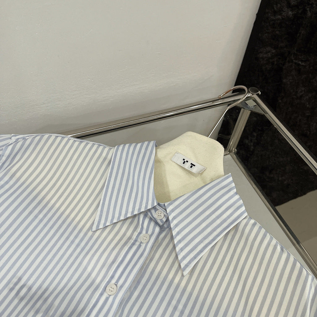 MIU STRIPED SHIRT COTTON BLUE IN COTTON 265839
