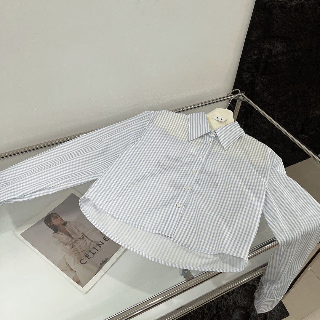 MIU STRIPED SHIRT COTTON BLUE IN COTTON 265839