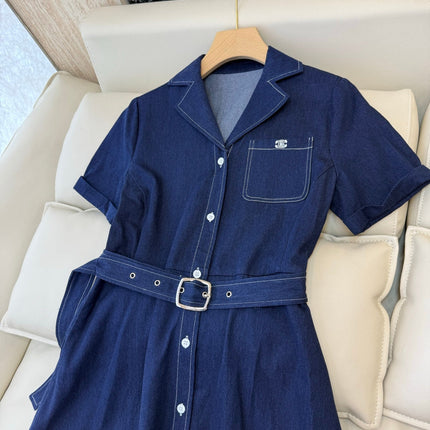 CELINE 26S LONG SHORT SLEEVE DENIM DRESS 367