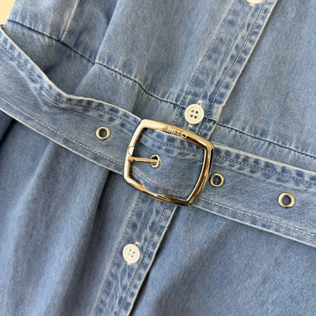 CELINE 26S LONG SHORT SLEEVE DENIM DRESS 366
