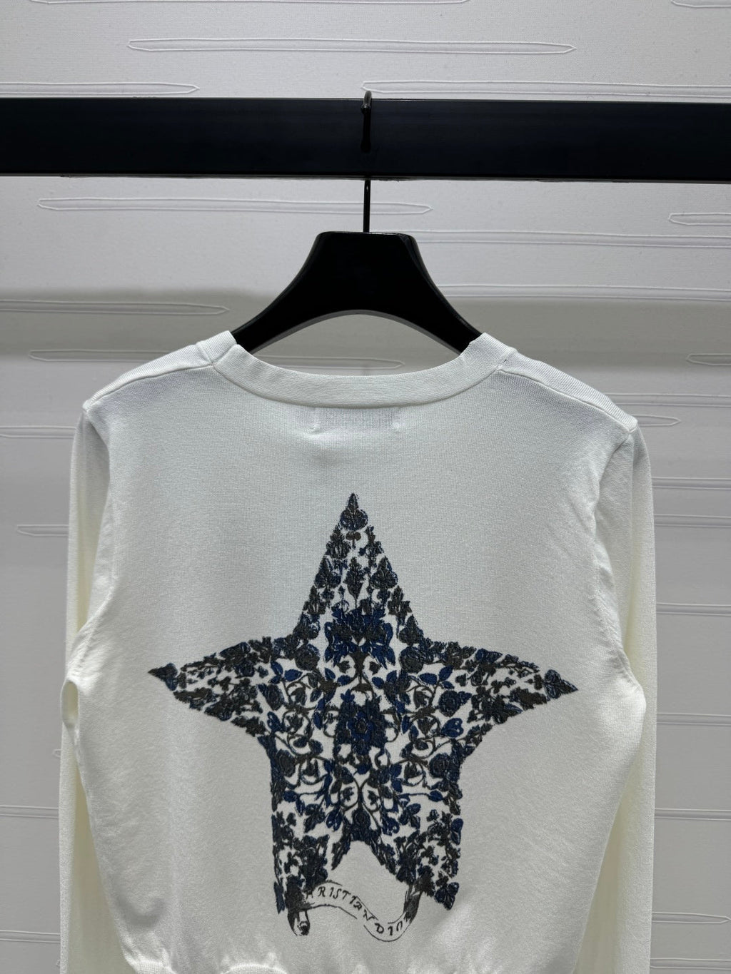 DIOR LONG-SLEEVE KNIT SWEATER WITH EMBROIDERED LOGO