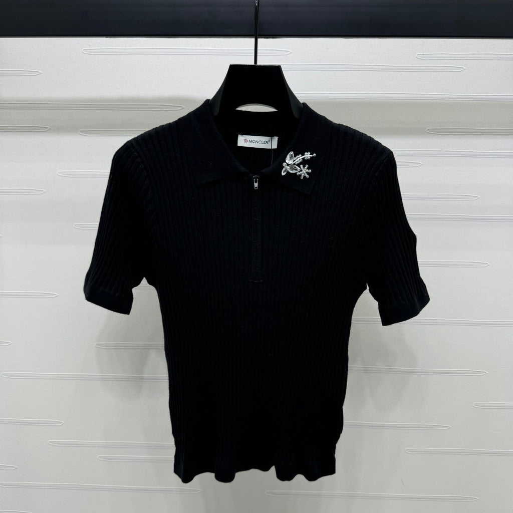 MONCLER 25S SHORT-SLEEVE KNIT TOP 255893