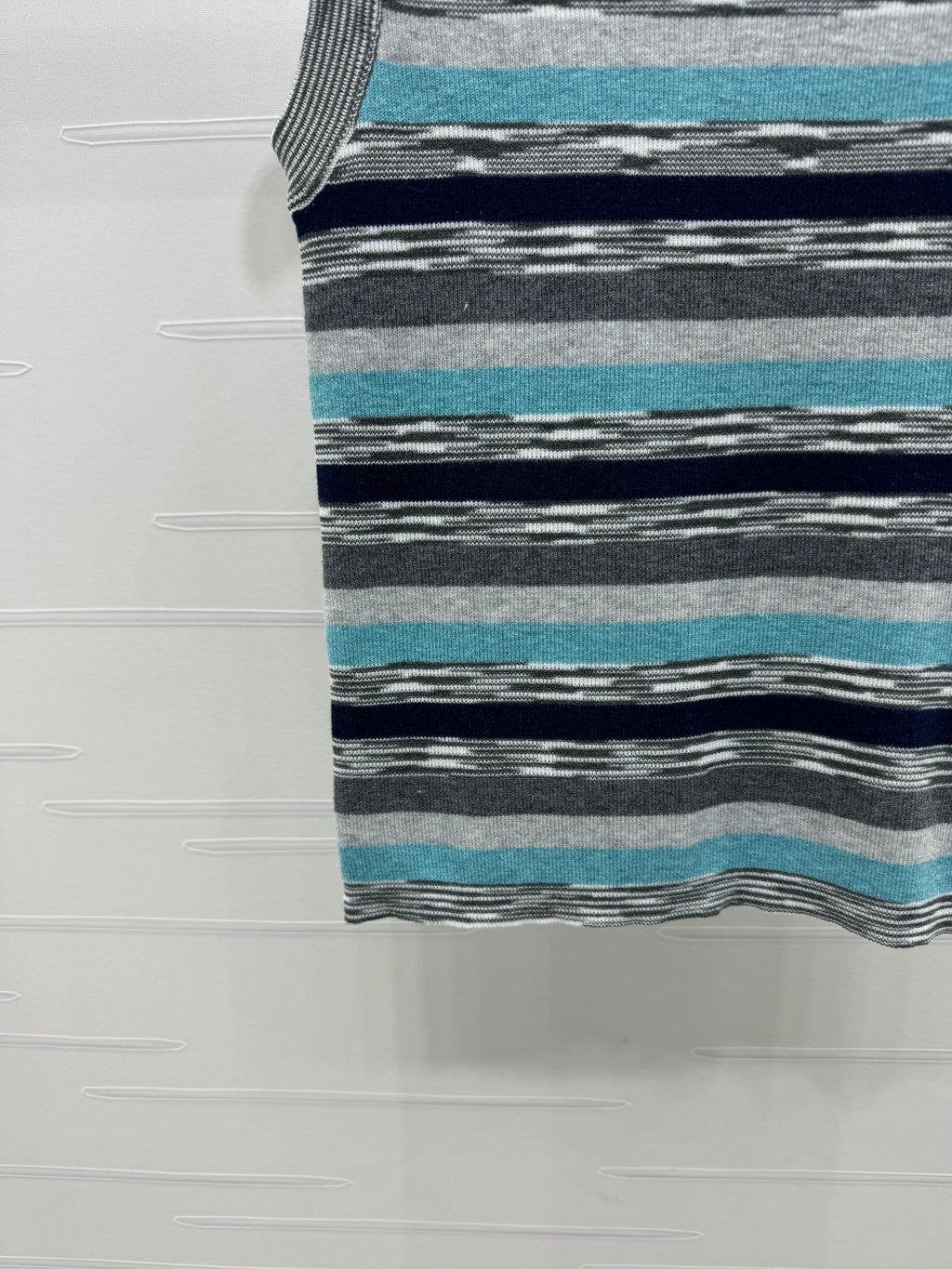 Chanel 25 Sleeveless Striped Top In Blue And Gray