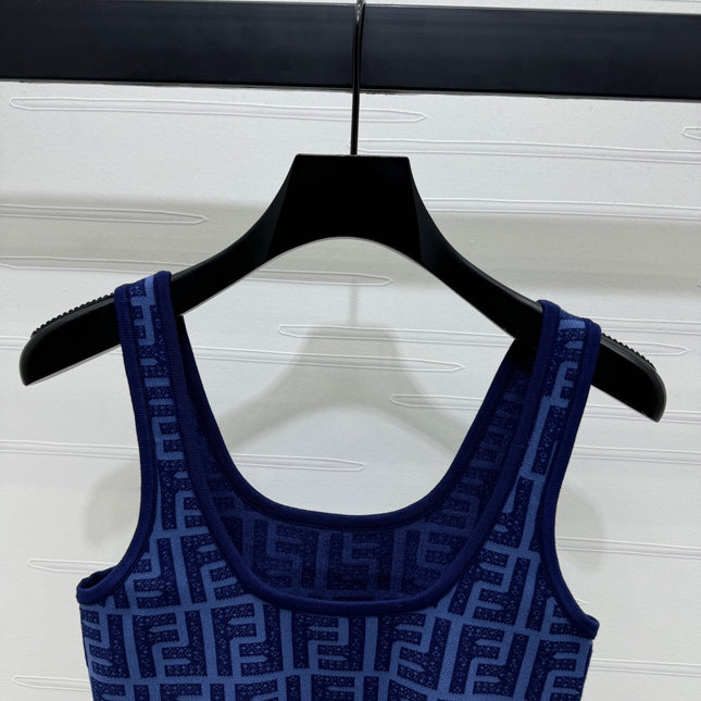 Fendi 25 Blue Knit Crop Top