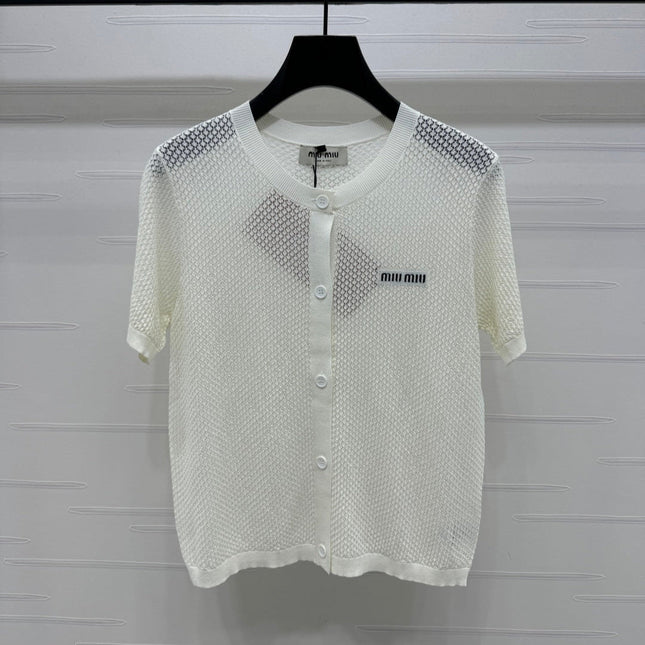MIU 25S SHORT SLEEVE ROUND NECK CARDIGAN 264268