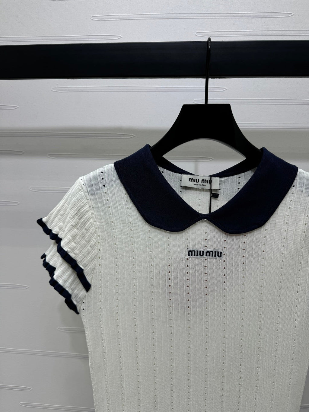 MIUMIU SHORT-SLEEVE PETER PAN COLLAR TOP 274825