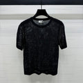CELINE SHORT-SLEEVE CROCHET TOP BLACK 274808