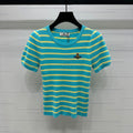 VIVIENE 25S SHORT SLEEVE STRIPED ROUND NECK KNIT SWEATER 264250