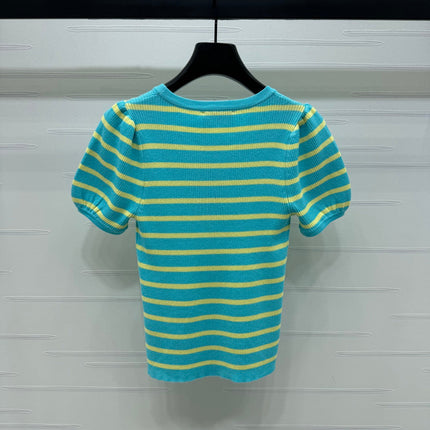 VIVIENE 25S SHORT SLEEVE STRIPED ROUND NECK KNIT SWEATER 264250