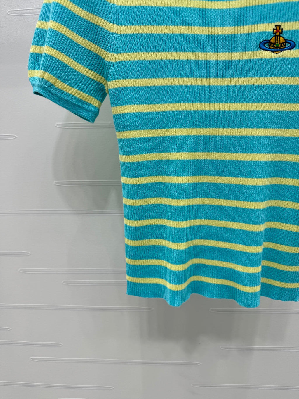 VIVIENE 25S SHORT SLEEVE STRIPED ROUND NECK KNIT SWEATER 264250