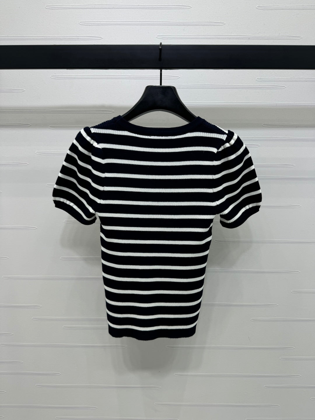 VIVIENE 25S SHORT SLEEVE STRIPED ROUND NECK KNIT SWEATER 264249