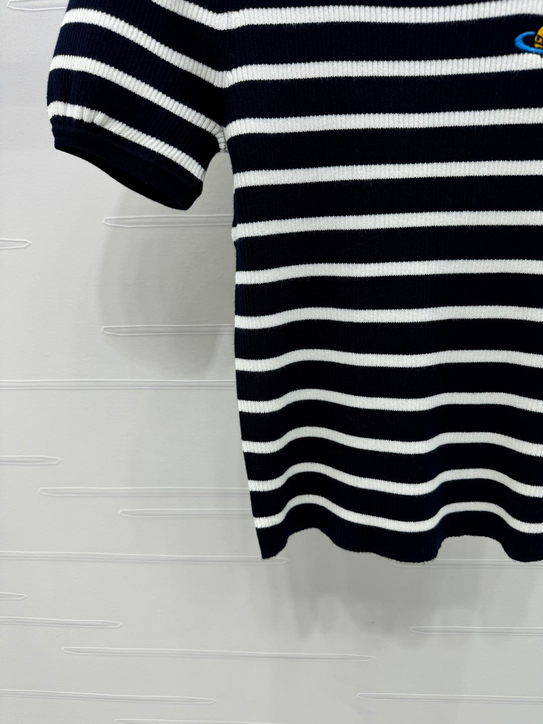 VIVIENE 25S SHORT SLEEVE STRIPED ROUND NECK KNIT SWEATER 264249
