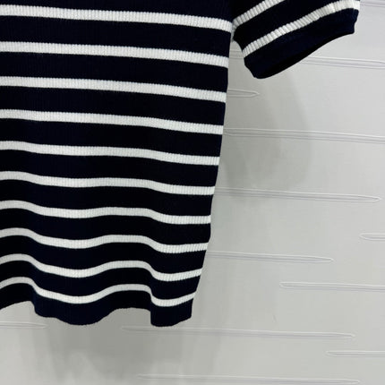 VIVIENE 25S SHORT SLEEVE STRIPED ROUND NECK KNIT SWEATER 264249