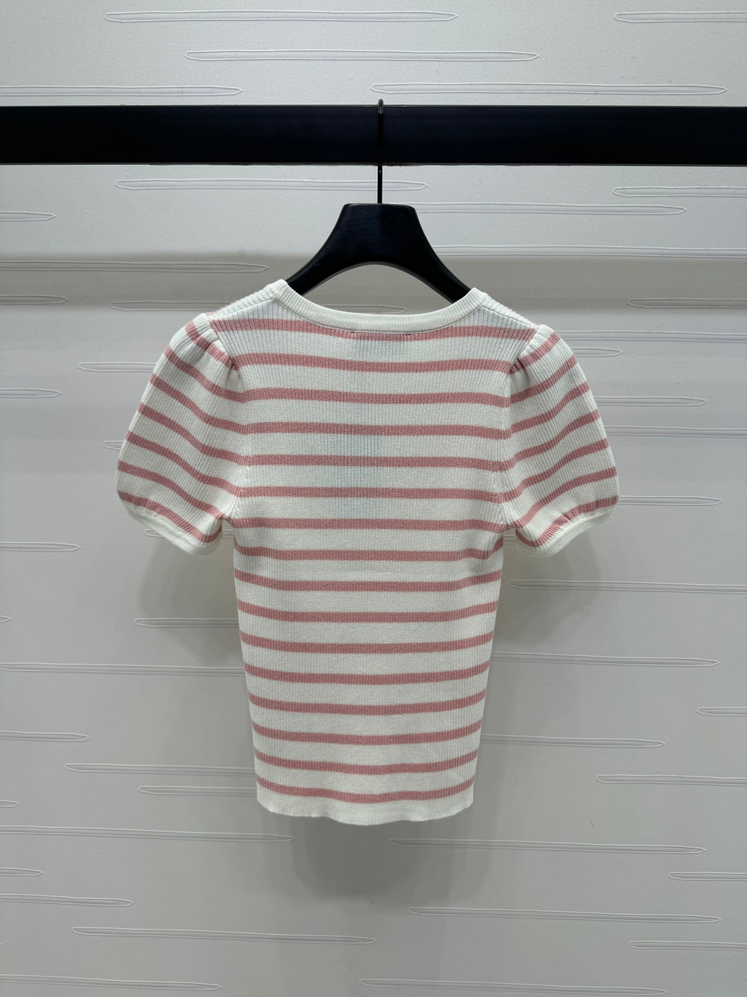 VIVIENE 25S SHORT SLEEVE STRIPED ROUND NECK KNIT SWEATER 264248