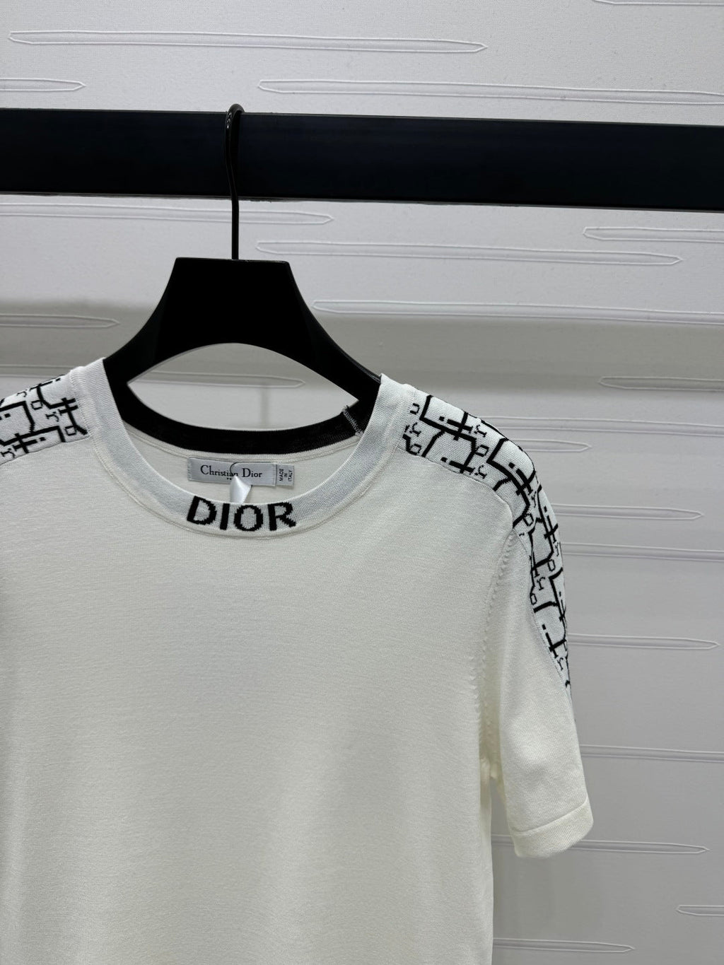 DIOR SHORT-SLEEVE JACQUARD KNIT TOP 274853