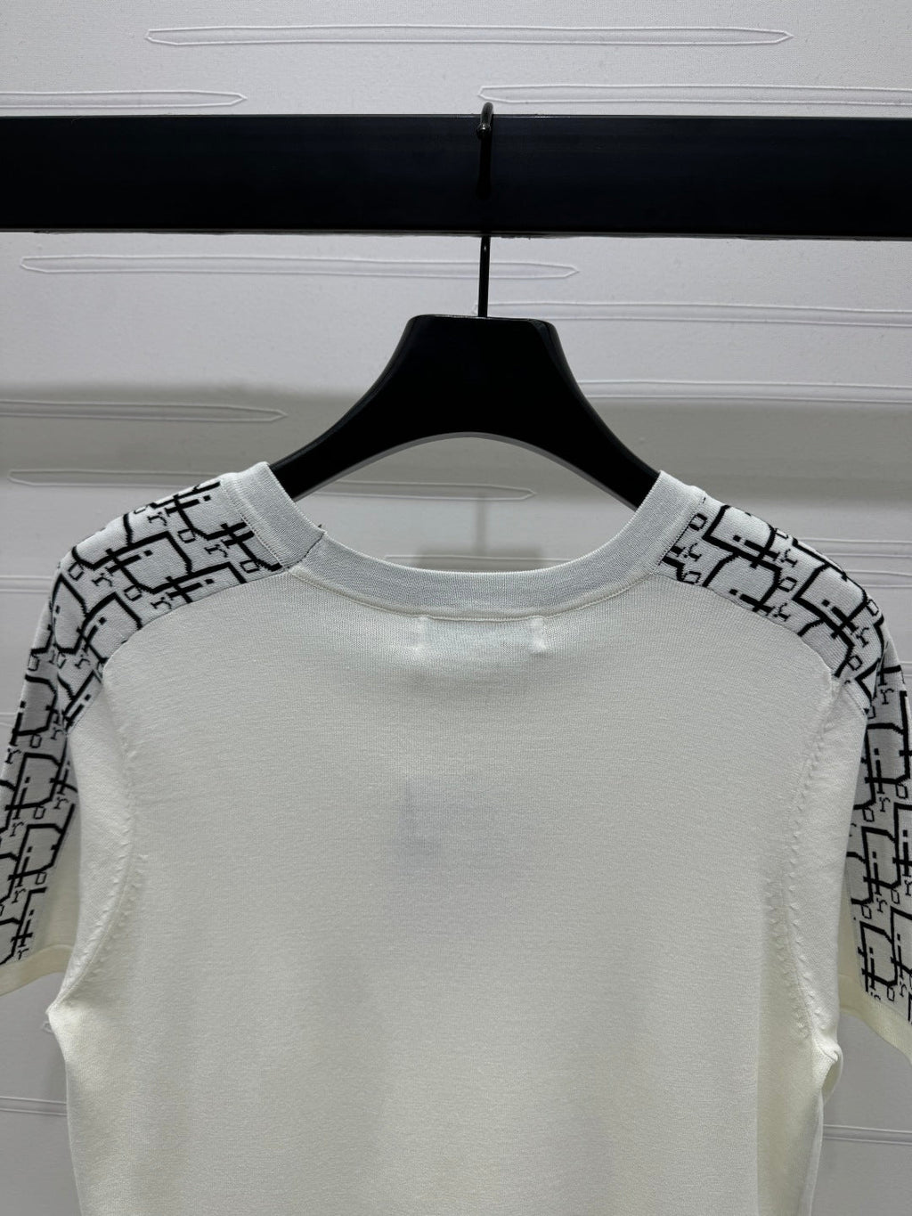 DIOR SHORT-SLEEVE JACQUARD KNIT TOP 274853