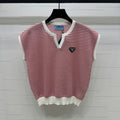 PRAD 25S STRIPED V-NECK KNITTED VEST 264127