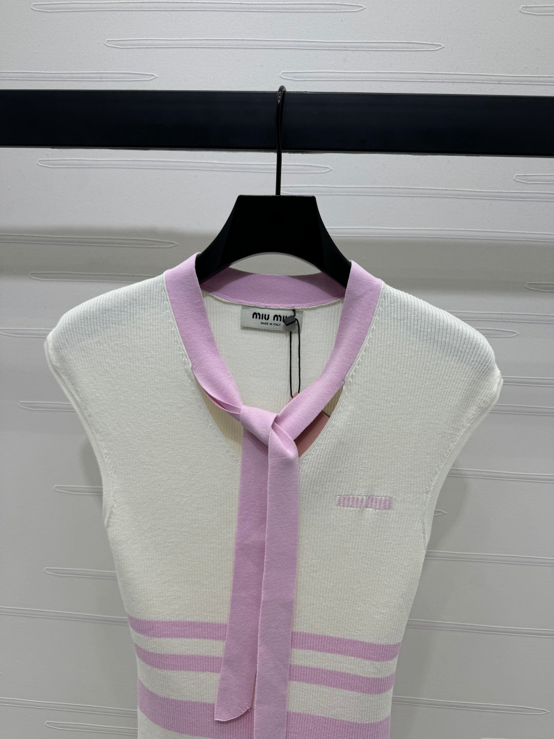 MIU 25S ICE STRIPE KNIT VEST 264116