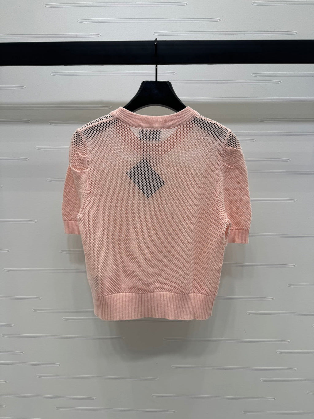 PRAD 25S HOLLOW KNIT SHORT SLEEVE TOP 264136