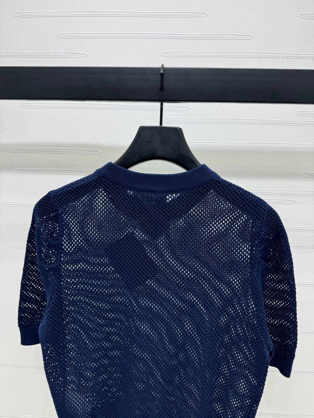 PRAD 25S HOLLOW KNIT SHORT SLEEVE TOP 264135