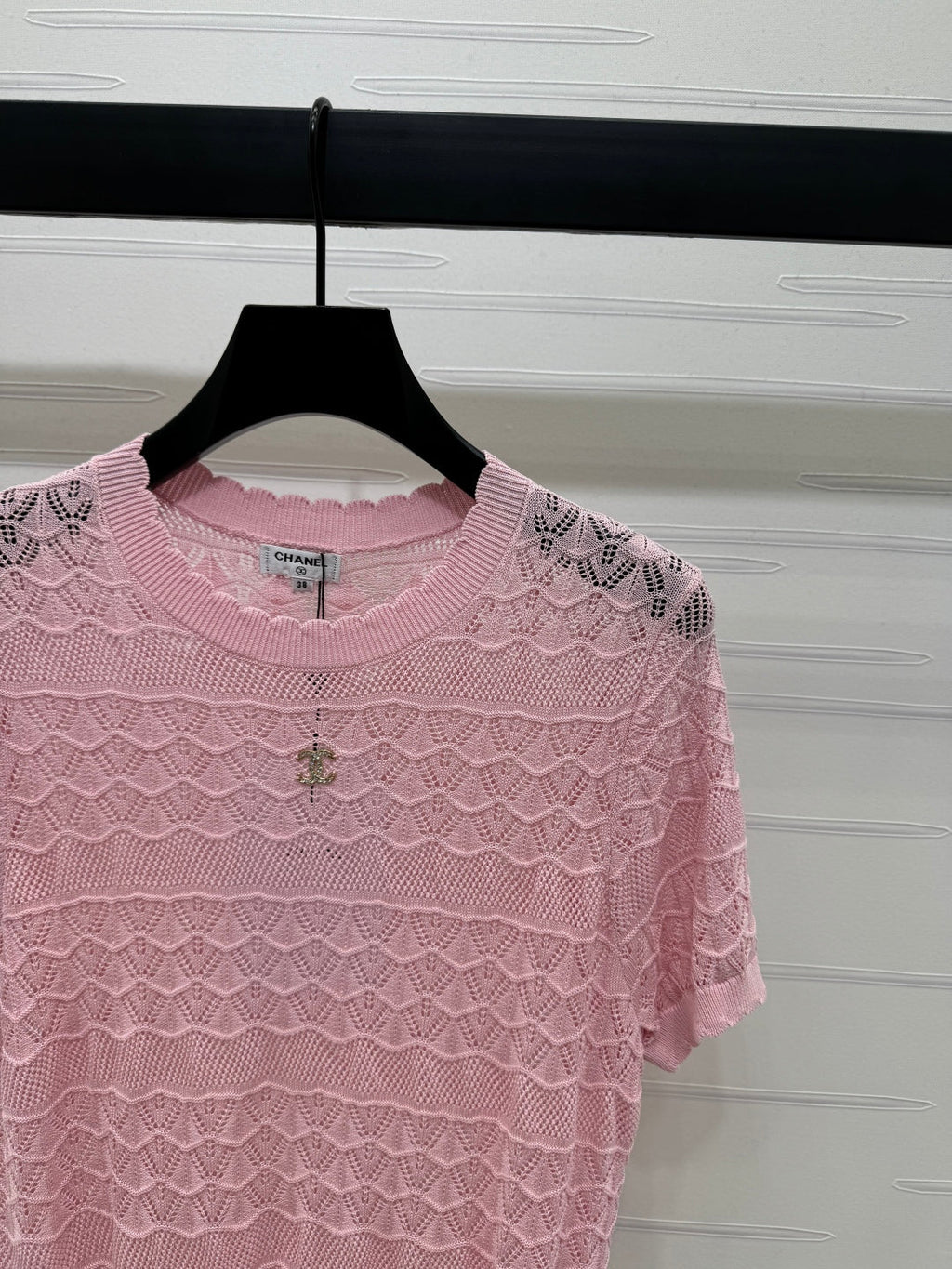 CHANEL 25S HOLLOW KNIT SHORT SLEEVE TOP 264152
