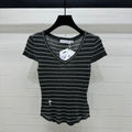 DIOR 25S SHORT SLEEVE STRIPED V-NECK SWEATER 264077