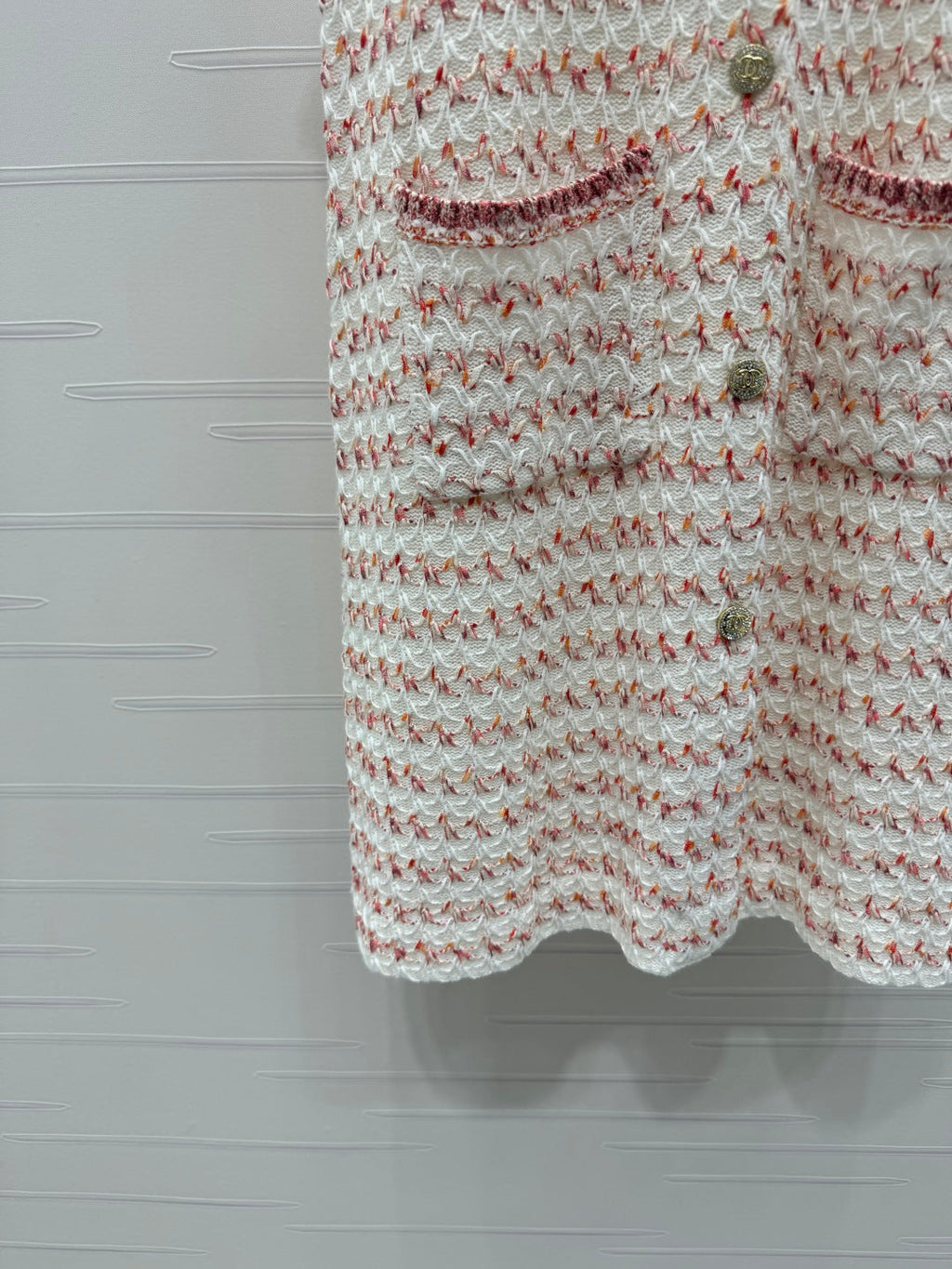 CHANEL 25S ROUND NECK KNIT DRESS WITH PEARL TAG 264026