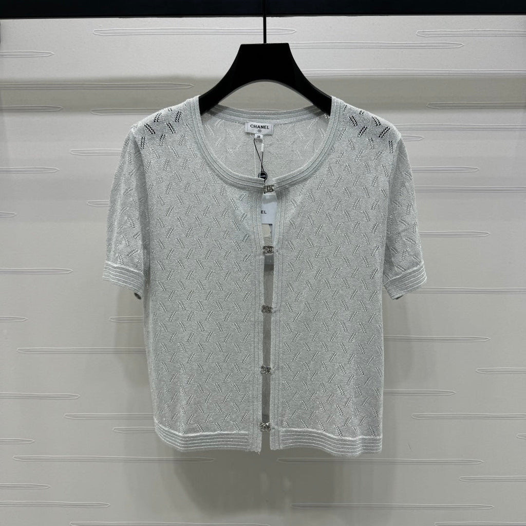 CHANEL SHORT-SLEEVE SEQUINNED KNIT CARDIGAN 269409