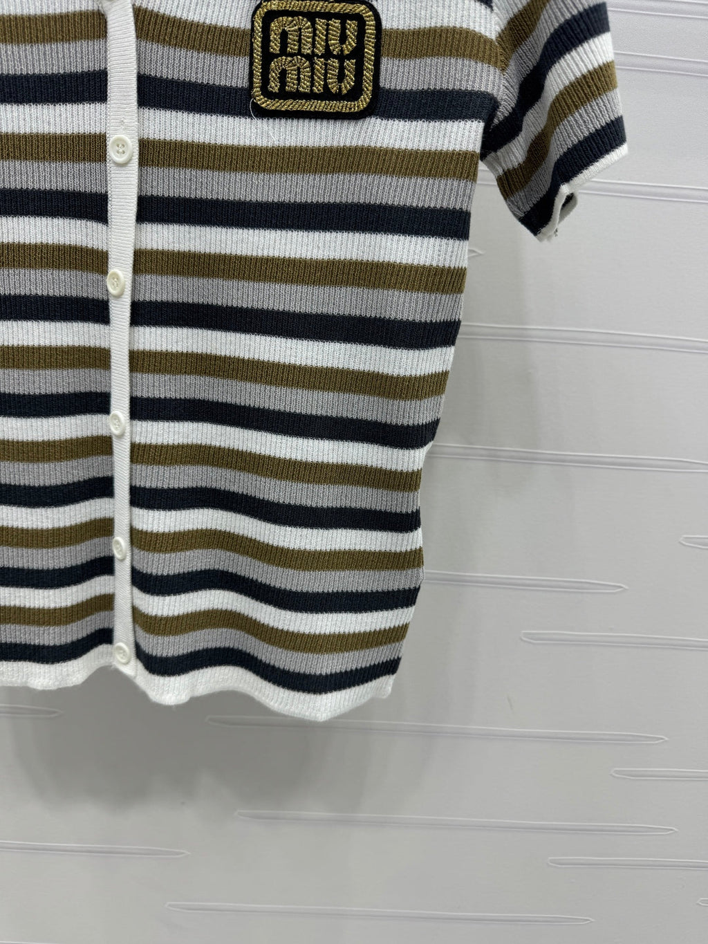 MIUMIU SHORT-SLEEVE KNIT CARDIGAN 274944