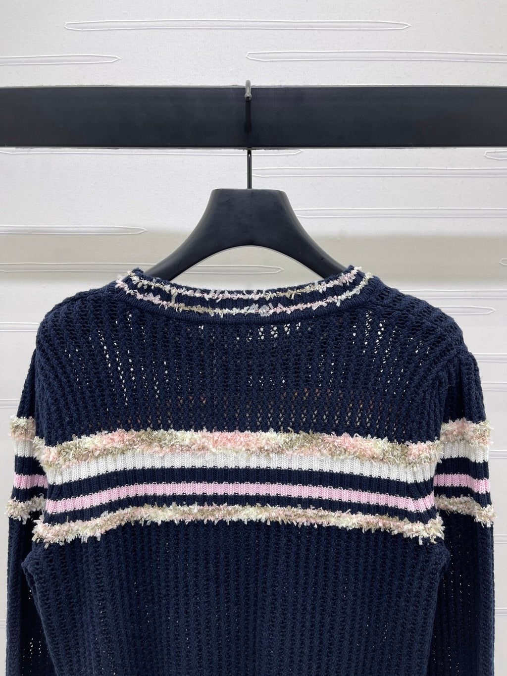 CHANEL 25S LONG SLEEVE OPEN-KNIT SWEATER STYLE 162